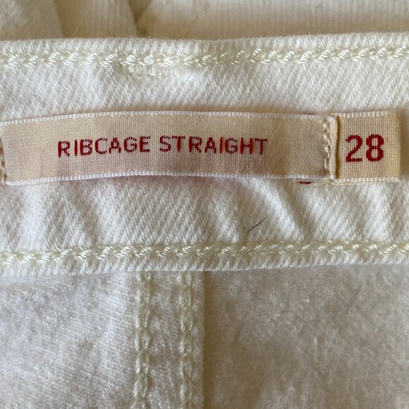 Levi’s Ribcage Straight Ankle White Jeans Button Fly Boho Coastal Vacation Sz 28 - Picture 13 of 16